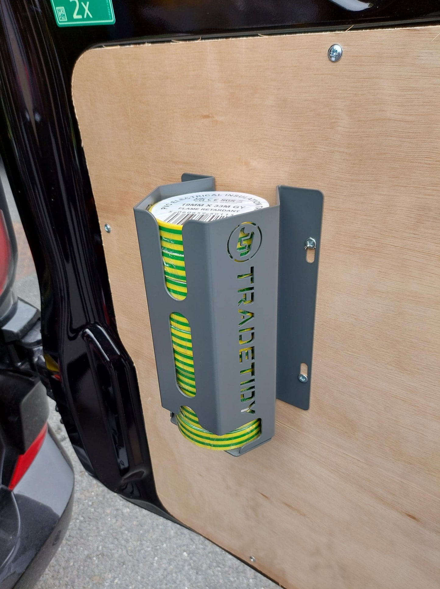 TradeTidy Electrical / Insulation Tape Holder – Wall & Van Mount for Up to 10 Rolls (19mm x 33m) | UK-Made Steel