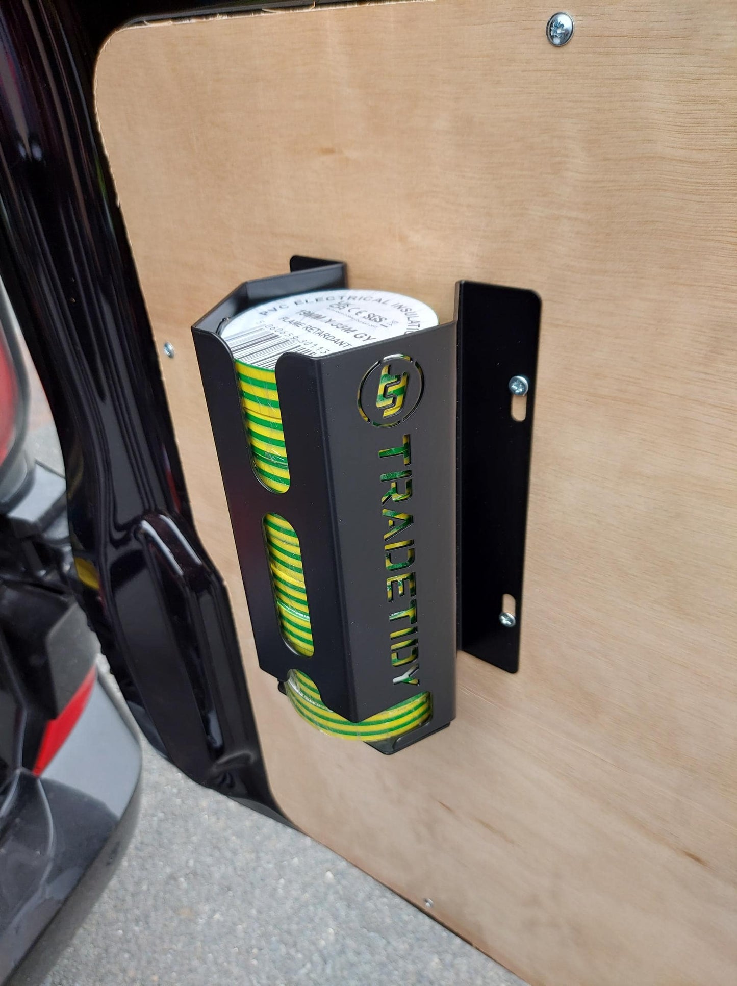 TradeTidy Electrical / Insulation Tape Holder – Wall & Van Mount for Up to 10 Rolls (19mm x 33m) | UK-Made Steel