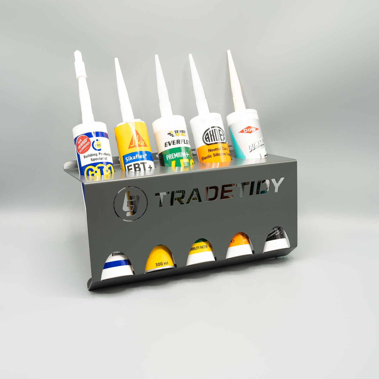 TradeTidy Mastic & Silicone Tube Holder – Holds 5 Tubes | Heavy-Duty Powder-Coated Steel for Van & Workshop