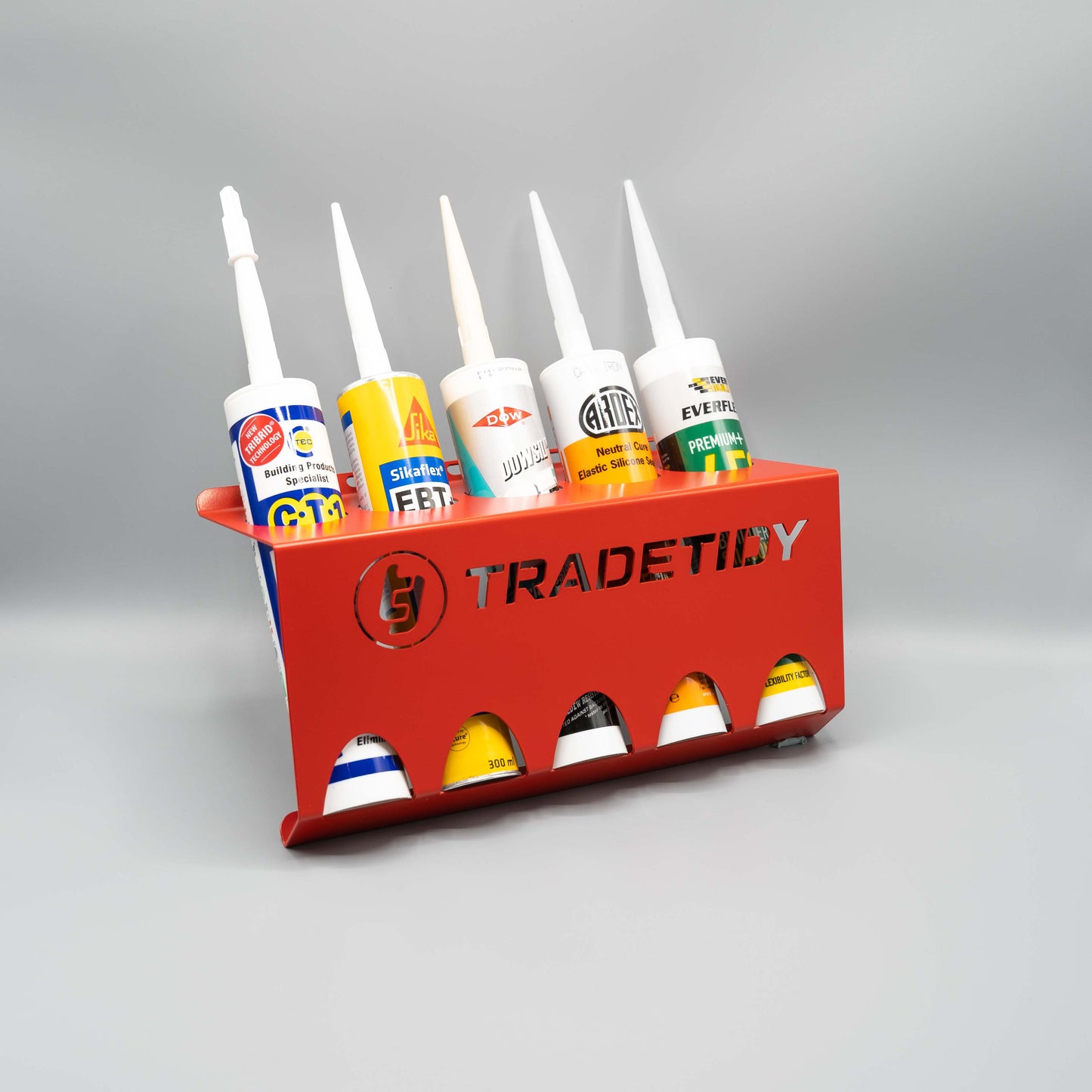 TradeTidy Mastic & Silicone Tube Holder – Holds 5 Tubes | Heavy-Duty Powder-Coated Steel for Van & Workshop