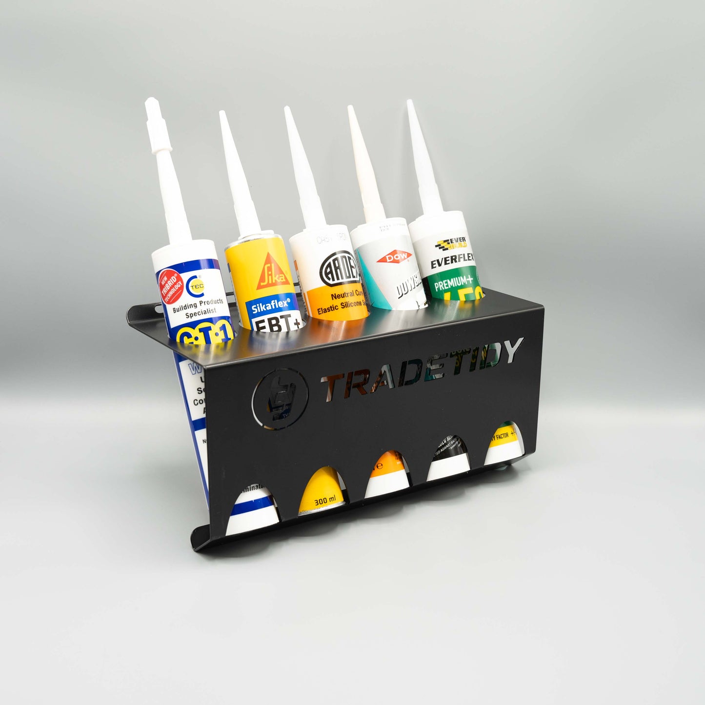 TradeTidy Mastic & Silicone Tube Holder – Holds 5 Tubes | Heavy-Duty Powder-Coated Steel for Van & Workshop