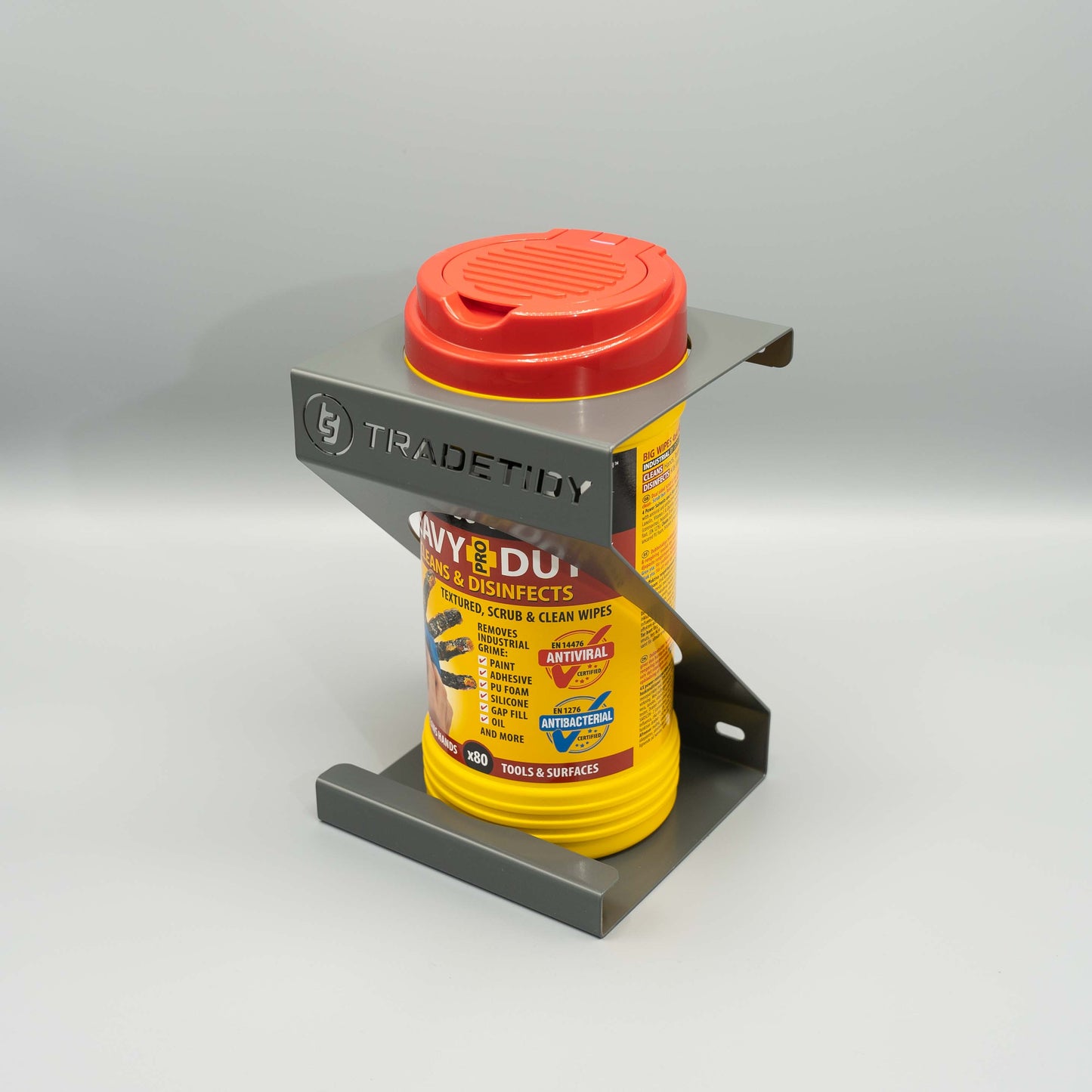 TradeTidy Wipes Holder – Heavy-Duty Steel Wall/Van Mount for Wipe Tubs | UK-Made