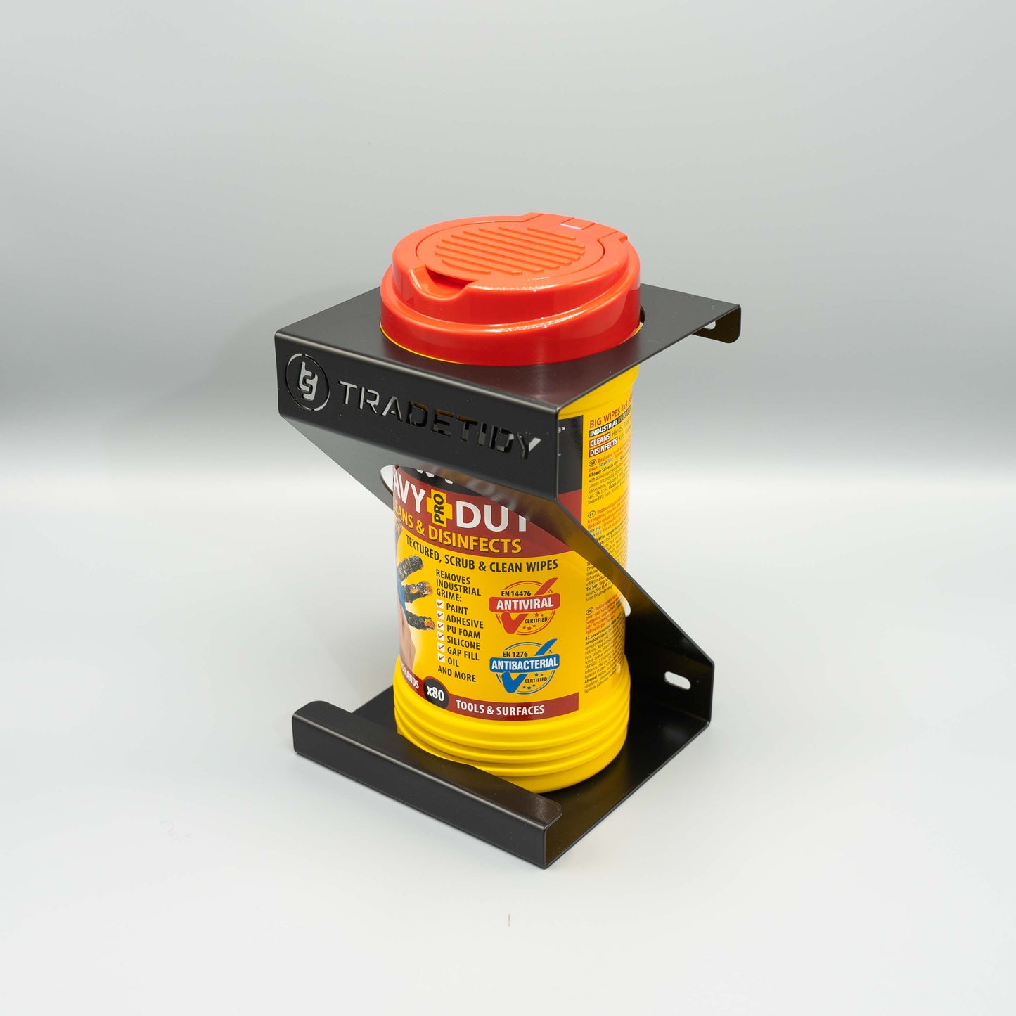 TradeTidy Wipes Holder – Heavy-Duty Steel Wall/Van Mount for Wipe Tubs | UK-Made