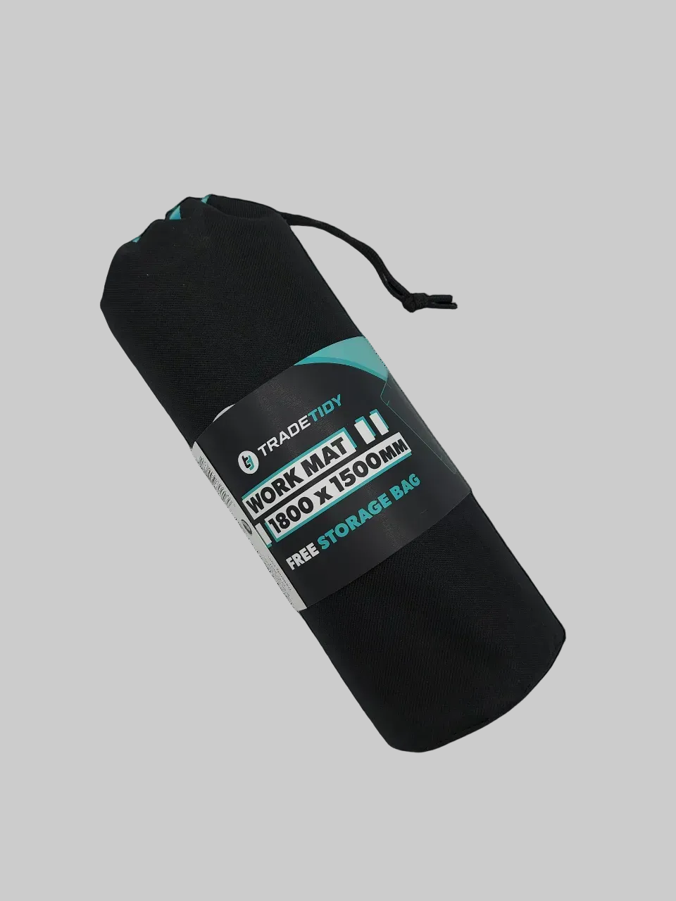 TradeTidy large work mat 1800 x 1500mm rolled in its free black drawstring storage bag