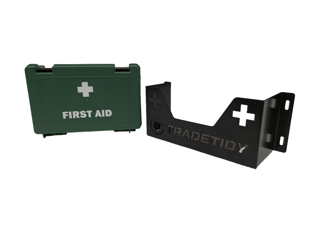 TradeTidy First Aid Kit + Steel Holder — UK-made powder-coated steel, for vans and workshops (view 3)