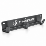 TradeTidy grey van coat pegs — steel rail with three heavy-duty hooks, UK-made powder-coated steel