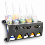 TradeTidy grey Silicone & Mastic Tube Holder holding five sealant tubes - UK-made powder-coated steel for vans and workshops