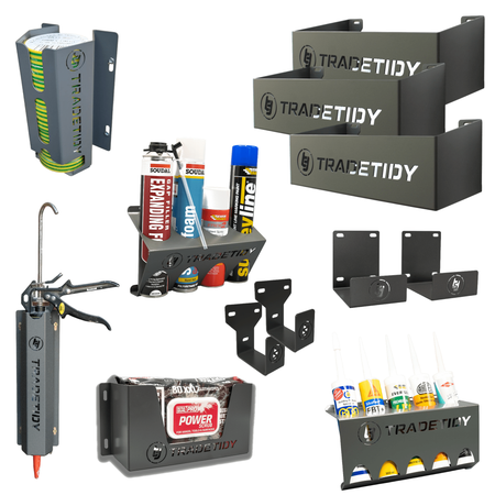 TradeTidy Electricians Van Storage Bundle in grey — 10-piece UK-made steel kit