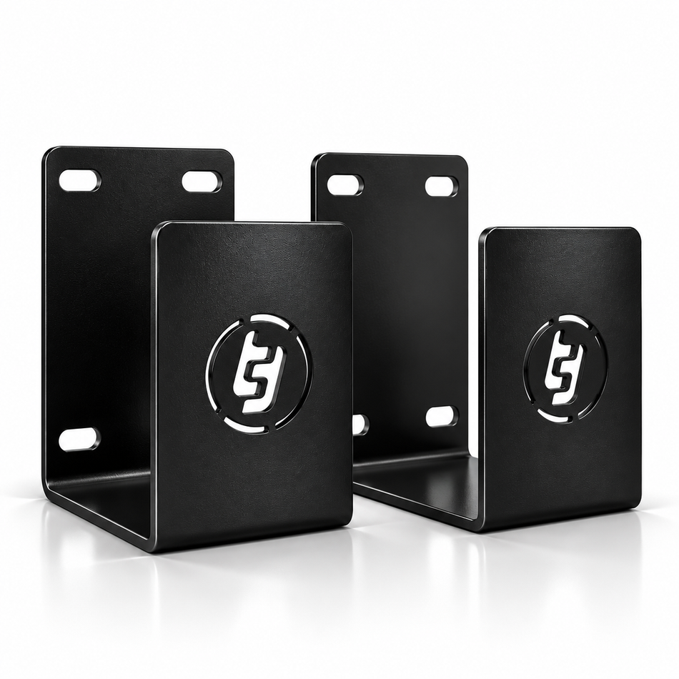 TradeTidy black telescopic ladder brackets (pair) — 3mm steel L-brackets for van ladder storage