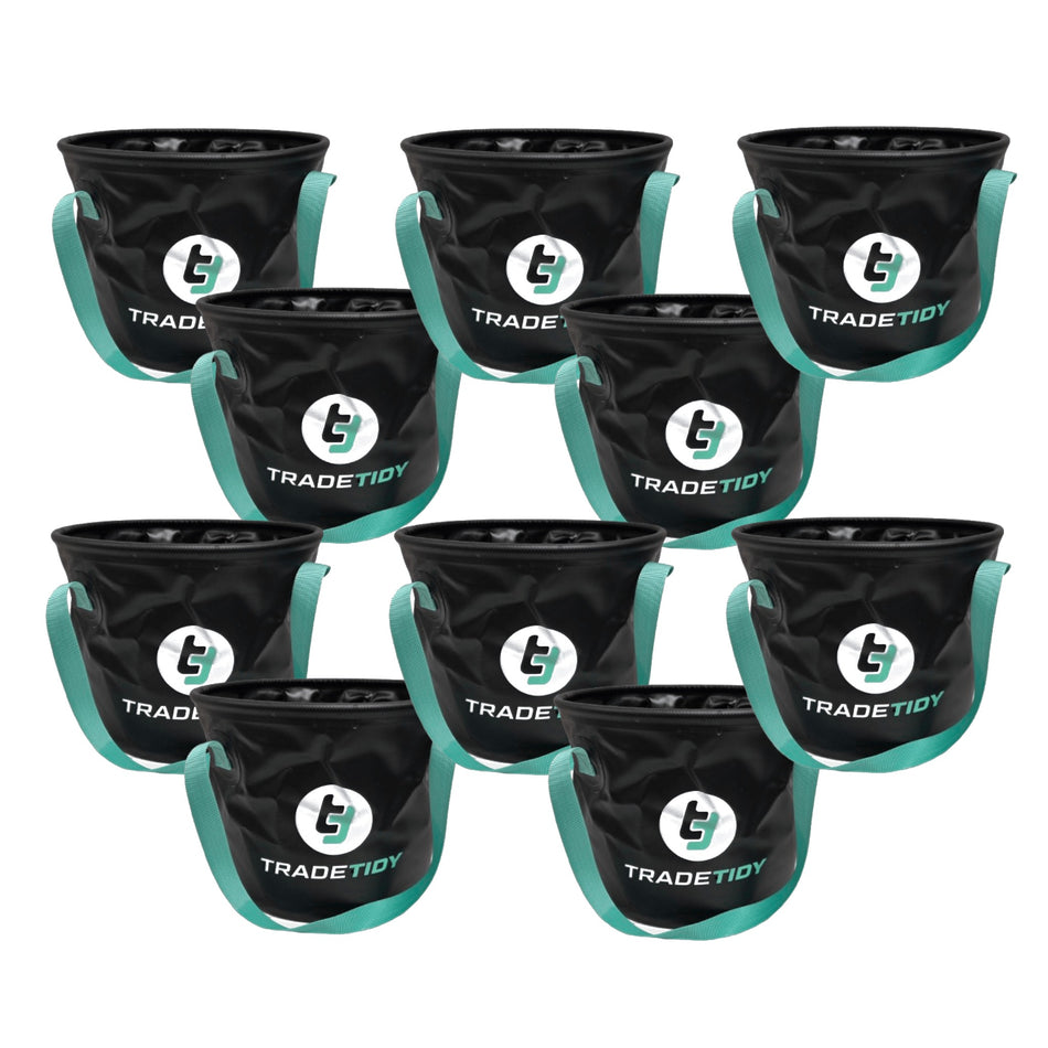 TradeTidy Collapsible Bucket 20L — packs flat, durable PVC, for trades, vans and sites