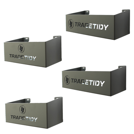 TradeTidy grey Storage Tray Bundle — 2x 250mm and 2x 330mm UK-made powder-coated steel trays