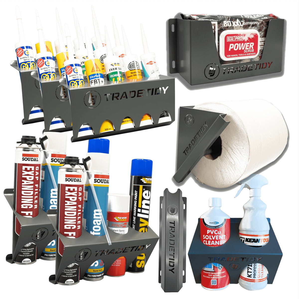 TradeTidy grey Window Fitters Van Storage Bundle 2 — 8-piece UK-made powder-coated steel kit