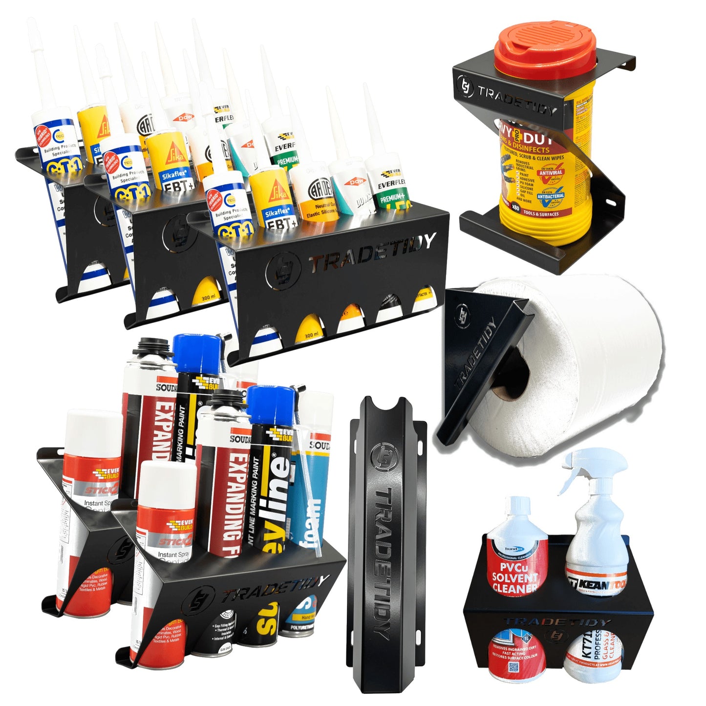 TradeTidy black Window Fitters Van Storage Bundle — 8-piece UK-made powder-coated steel kit