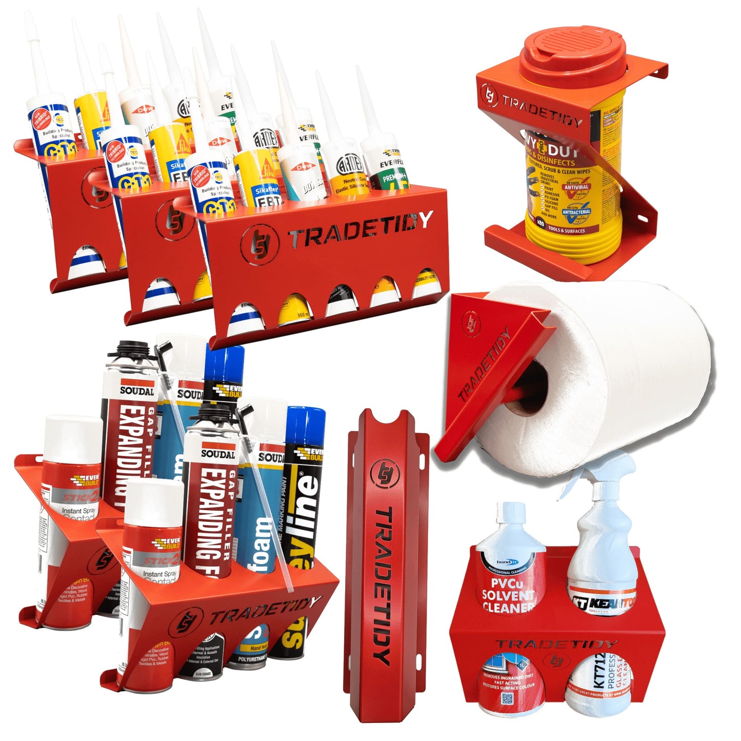 TradeTidy red Window Fitters Van Storage Bundle — 8-piece UK-made powder-coated steel kit