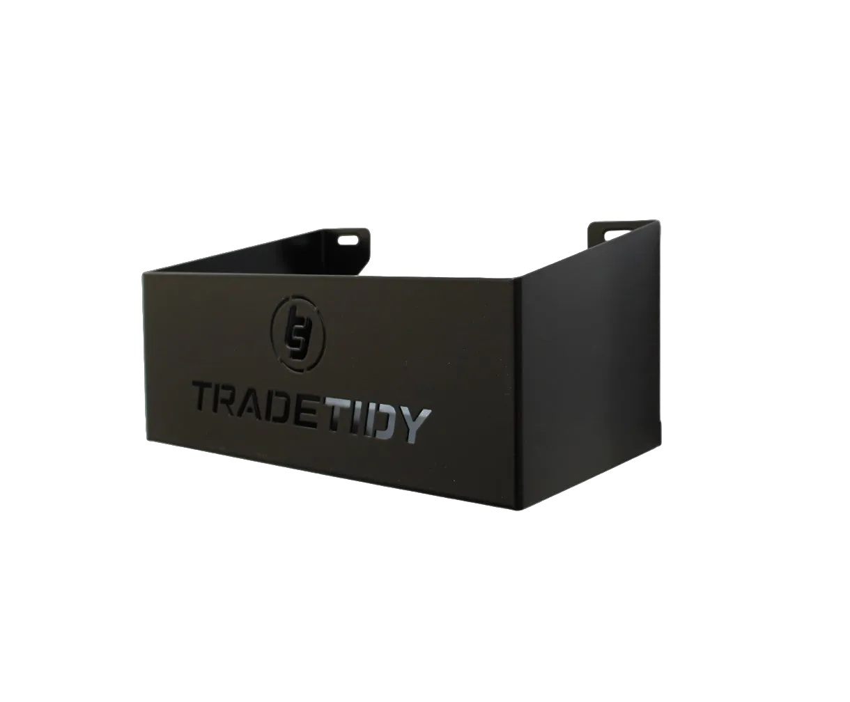 TradeTidy black Storage Tray 250mm — UK-made powder-coated steel van and workshop tray