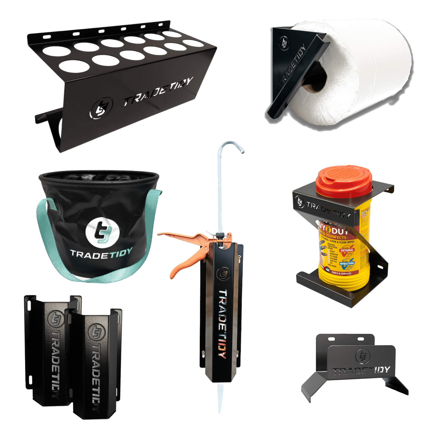 TradeTidy black Plumbers Van Storage Bundle — 7-piece UK-made powder-coated steel kit for plumbers