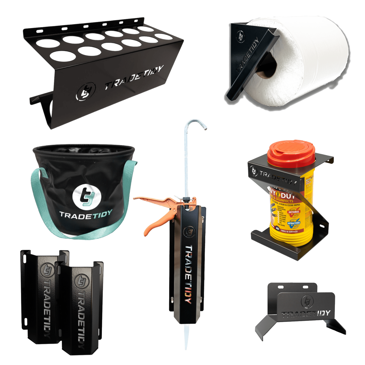 TradeTidy black Plumbers Van Storage Bundle — 7-piece UK-made powder-coated steel kit for plumbers