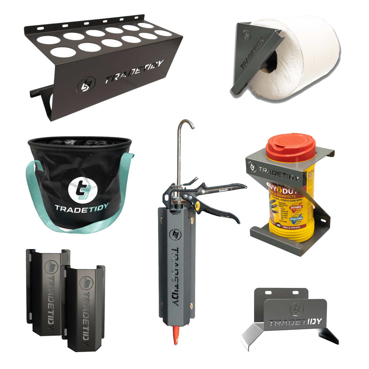 TradeTidy grey Plumbers Van Storage Bundle — 7-piece UK-made powder-coated steel kit for plumbers