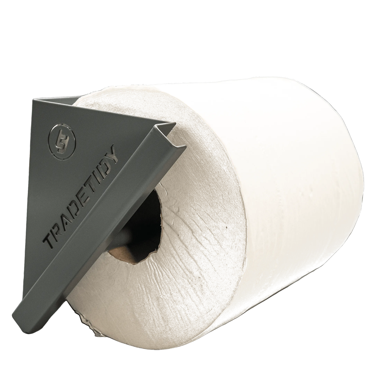 TradeTidy grey Paper Roll Holder for 200mm blue and white rolls — UK-made powder-coated steel for vans and workshops