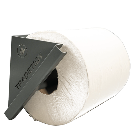 TradeTidy grey Paper Roll Holder for 200mm blue and white rolls — UK-made powder-coated steel for vans and workshops