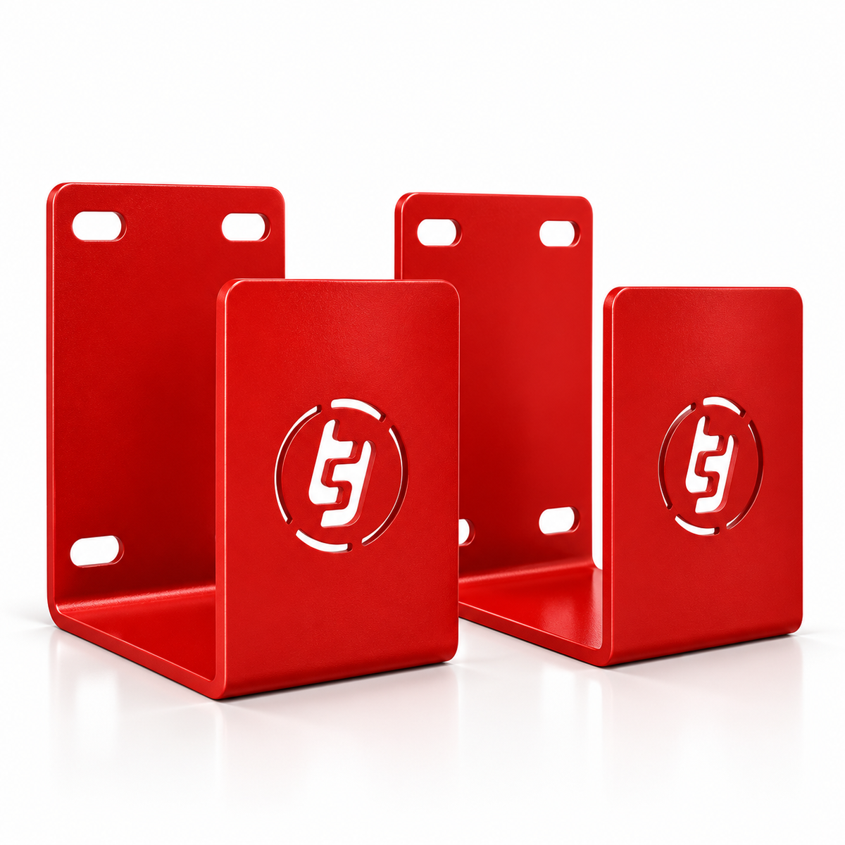 TradeTidy red telescopic ladder brackets (pair) — 3mm steel L-brackets for van ladder storage
