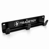 TradeTidy black van coat pegs — steel rail with three heavy-duty hooks, UK-made powder-coated steel