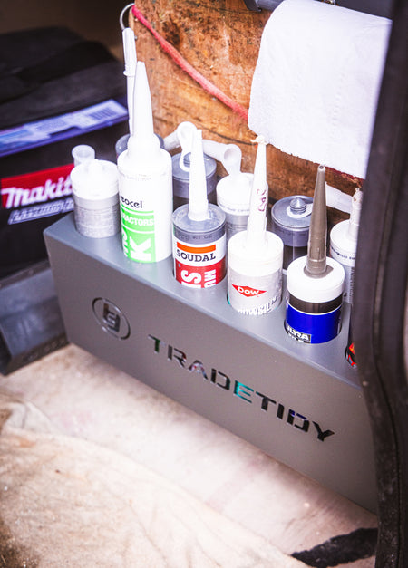 TradeTidy - silicone tubes inside a grey silicone tube holder