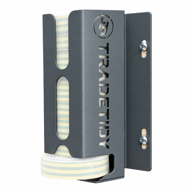 Electrical Tape Holder — Holds 10 Rolls, for Electricians — Grey
