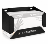 TradeTidy black Glove Box Holder with a box of nitrile gloves - wall-mounted steel holder for vans and workshops