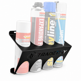 TradeTidy black Spray & Aerosol Can Holder holding four 65mm aerosol cans - UK-made steel holder for vans and workshops