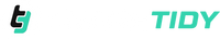 TradeTidy logo - white and mint on black