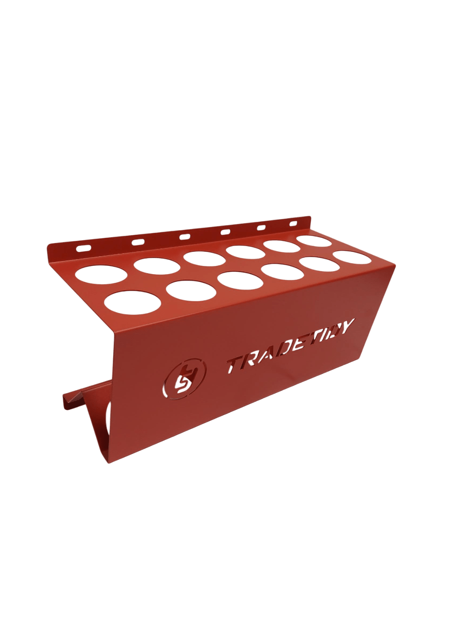 TradeTidy red Sealant/Adhesive Tube Holder for vans and workshops - UK-made powder-coated steel