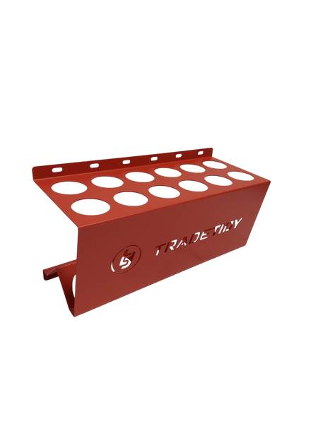 TradeTidy red Sealant/Adhesive Tube Holder for vans and workshops - UK-made powder-coated steel