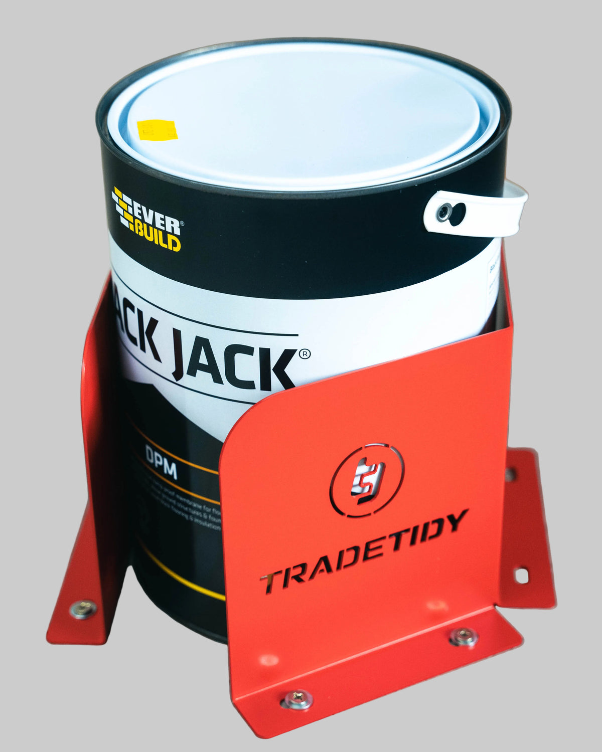 TradeTidy - Paint Can Secured by a Red Bucket Brackets
