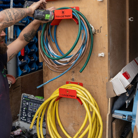 TradeTidy Hose Holder for vans and workshops - UK-made powder-coated steel