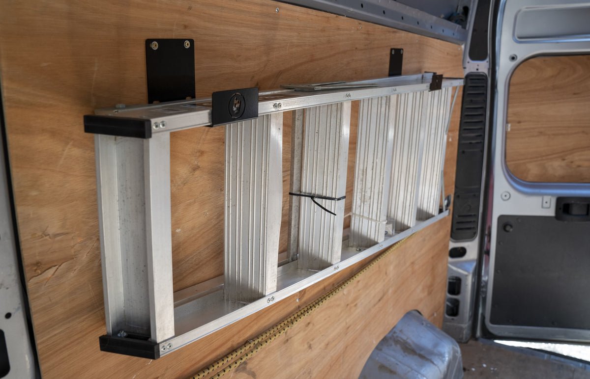 TradeTidy - Ladder mounted in a Black Ladder Brackets